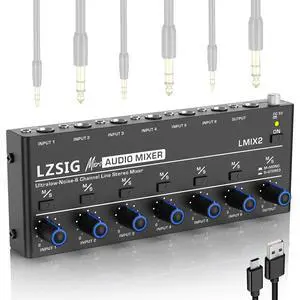 Mini Audio Mixer, Ultra Low-Noise, 6-Channel, 6 IN 1 OUT Mini Audio Mixer, Ultra Low-Noise, 6-Channel, 6 IN 1 OUT