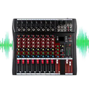 8 Channel Professional DJ Audio Mixer Sound Board Console Interface Digital USB MP3 Bluetooth Input 48V Phantom Power Stereo DJ Studio Streaming for Recording, Podcasting 8 Channel Professional DJ Audio Mixer Sound Board Console Interface Digital USB MP3 Bluetooth Input 48V Phantom Power Stereo DJ Studio Streaming for Recording, Podcasting