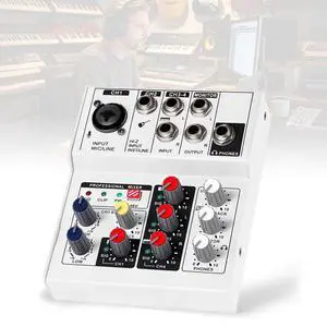 4-Channel Professional DJ Audio Mixer Interface Sound Board, White 4-Channel Professional DJ Audio Mixer Interface Sound Board, White