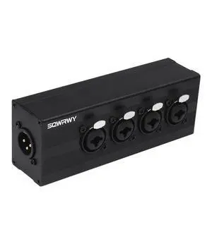 4-Channel Microphone Mixer - Passive Combines 4 Female XLR / 1/4" TRS Inputs into 1 XLR Male Output for Studio Recording, Podcasting, Live Sound 4-Channel Microphone Mixer - Passive Combines 4 Female XLR / 1/4" TRS Inputs into 1 XLR Male Output for Studio Recording, Podcasting, Live Sound