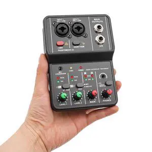 2 Channel Audio Mixer, Mini DJ Mixer Console with 16BIT/48KHZ Audio Resolution, Pro Mixing Console Controller Mixer Board High Compatibility for Laptop Tablet Mobile Karaoke Music Production 2 Channel Audio Mixer, Mini DJ Mixer Console with 16BIT/48KHZ Audio Resolution, Pro Mixing Console Controller Mixer Board High Compatibility for Laptop Tablet Mobile Karaoke Music Production