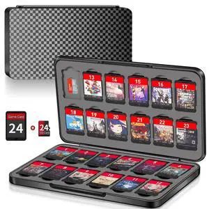 Switch Game Case Holder with 24 Cartridge Slots and 24 Micro SD Card Storage, Slim Portable Game Organizer Traveler Gift Accessories with Magnetic Closure, Protective Hard Shell and Soft Lining Switch Game Case Holder with 24 Cartridge Slots and 24 Micro SD Card Storage, Slim Portable Game Organizer Traveler Gift Accessories with Magnetic Closure, Protective Hard Shell and Soft Lining