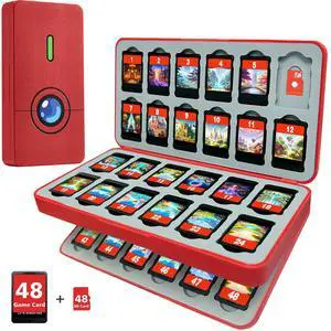 48 Switch 2 Game Case Compatible with Nintendo Switch 2/1 & Micro SD Cards, Switch Game Card Holder Cartridge Case with 48 Game-Card Storage - Red 48 Switch 2 Game Case Compatible with Nintendo Switch 2/1 & Micro SD Cards, Switch Game Card Holder Cartridge Case with 48 Game-Card Storage - Red