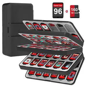 96 Game Case - for Nintendo Switch 2/OLED/Lite Cartridge storage with 96 Game Card Slots & 160 Micro SD Card Slots, Black, Hard Shell, Silicone Lining, Magnetic snap, Travel, Gift, Party 96 Game Case - for Nintendo Switch 2/OLED/Lite Cartridge storage with 96 Game Card Slots & 160 Micro SD Card Slots, Black, Hard Shell, Silicone Lining, Magnetic snap, Travel, Gift, Party