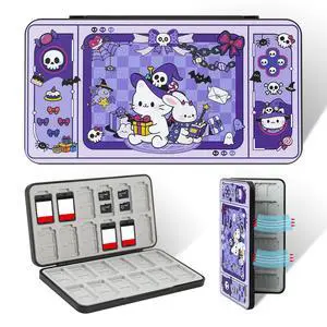 Switch 2 Game Case Holder for Nintendo Switch 2/OLED/Lite Games & Micro SD Cards, Cute Halloween Kitty Switch2 Game Card Holder Cartridge Case with 24 Slots Game Card Storage - Magic Cat Switch 2 Game Case Holder for Nintendo Switch 2/OLED/Lite Games & Micro SD Cards, Cute Halloween Kitty Switch2 Game Card Holder Cartridge Case with 24 Slots Game Card Storage - Magic Cat
