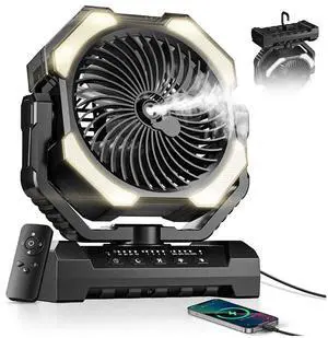 Misting Fan, Portable Camping Fans with 9oz Water Tank, 24000mAh Rechargeable Fan with 4 Speed, Battery Powered Fans with 120H Cooling, Last 5H Mist, 2 Mist Modes, Light, Outsides/Summer Essential Misting Fan, Portable Camping Fans with 9oz Water Tank, 24000mAh Rechargeable Fan with 4 Speed, Battery Powered Fans with 120H Cooling, Last 5H Mist, 2 Mist Modes, Light, Outsides/Summer Essential