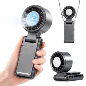 Portable Fan, Clip-On Mini Handheld Fan with Ice Cooling, Turbo Personal Handheld Fans Rechargeable w/ 5 Wind wirh LED Display Black Portable Fan, Clip-On Mini Handheld Fan with Ice Cooling, Turbo Personal Handheld Fans Rechargeable w/ 5 Wind wirh LED Display Black