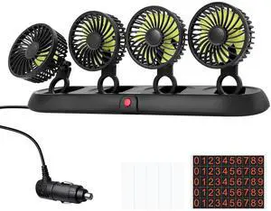Portable 4-Head Car Cooling Fan with Cigarette Lighter Plug Portable 4-Head Car Cooling Fan with Cigarette Lighter Plug