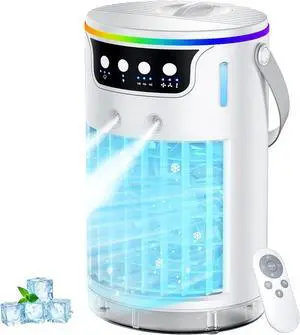 Portable Air Conditioners Desktop AC Unit with Water Ice Cooling Mist, Personal Evaporative Air Cooler Fan Mini Swamp Cooler for Bedroom, Nightstand, Office, Dorm, RV (White) Portable Air Conditioners Desktop AC Unit with Water Ice Cooling Mist, Personal Evaporative Air Cooler Fan Mini Swamp Cooler for Bedroom, Nightstand, Office, Dorm, RV (White)