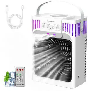 Portable Air Conditioners, 4 in 1 Cooling Fan with 3 Speeds & 3 Mist Modes,1200ml Water Tank, 2-8H Timer, Remote Control, 7 Color Night Light, Quiet Small Air Cooler for Bedrooms Office Car Portable Air Conditioners, 4 in 1 Cooling Fan with 3 Speeds & 3 Mist Modes,1200ml Water Tank, 2-8H Timer, Remote Control, 7 Color Night Light, Quiet Small Air Cooler for Bedrooms Office Car