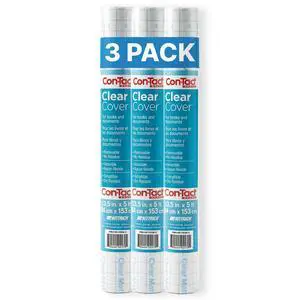 Brand Clear Adhesive Protective Liner to Cover Books and Documents, 13.5-Inches x 5-Feet (Pack of 3) Brand Clear Adhesive Protective Liner to Cover Books and Documents, 13.5-Inches x 5-Feet (Pack of 3)