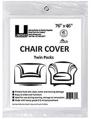 (72x46) Chair Covers 2 MIL Heavy Duty Polyethylene to Protect Items from Dust Dirt and Spills, Clear, Set of 2 (72x46) Chair Covers 2 MIL Heavy Duty Polyethylene to Protect Items from Dust Dirt and Spills, Clear, Set of 2