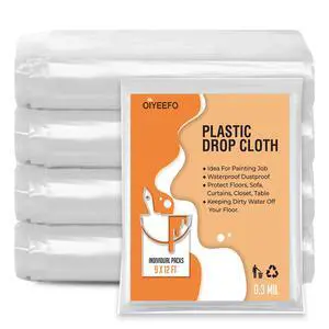 - 5 Pcs 9x12ft Plastic Drop Cloths for Painting, Plastic Tarp Waterproof Dustproof Multi-Purpose Furniture Cover Floor Wall Protection Film - 5 Pcs 9x12ft Plastic Drop Cloths for Painting, Plastic Tarp Waterproof Dustproof Multi-Purpose Furniture Cover Floor Wall Protection Film