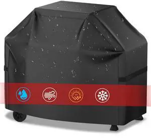 Grill Cover, 58 inch BBQ Gas Grill Cover for Outdoor Grill, Waterproof, Anti-UV, Rip-Proof, Fade Resistant Material, Barbecue Cover with Hook-and-Loop Straps & Adjustable Hem Drawstring, Black Grill Cover, 58 inch BBQ Gas Grill Cover for Outdoor Grill, Waterproof, Anti-UV, Rip-Proof, Fade Resistant Material, Barbecue Cover with Hook-and-Loop Straps & Adjustable Hem Drawstring, Black