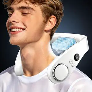 Neck Fan with Cooling Plate-24H Quiet Powerful Fans that Blow Cold Air-5 Speed&Power LED Display-USB 5500mAh Bladeless Wearable Personal AC Cooler for Women,Men,Kids,Travel,Outside,Indoor White Neck Fan with Cooling Plate-24H Quiet Powerful Fans that Blow Cold Air-5 Speed&Power LED Display-USB 5500mAh Bladeless Wearable Personal AC Cooler for Women,Men,Kids,Travel,Outside,Indoor White