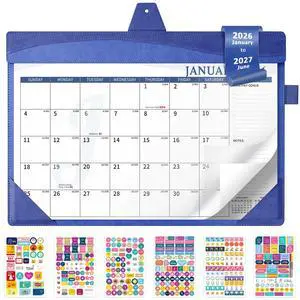 Leather Wall Calendar 2026-2027 with Storage Pocket, 12"x17" Monthly Large Desk Planner Pad with Protective Cover and Sticker, for Family Fridge Office Teacher Student, 18 Months January 2026 - Jun Leather Wall Calendar 2026-2027 with Storage Pocket, 12"x17" Monthly Large Desk Planner Pad with Protective Cover and Sticker, for Family Fridge Office Teacher Student, 18 Months January 2026 - Jun