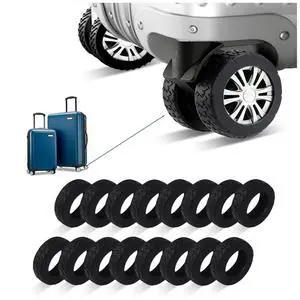 16 Pcs Luggage Wheel Covers, Black 16 Pcs Luggage Wheel Covers, Black