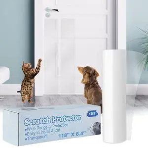 Door Scratch Protector, Clear Premium Furniture Guard, 118 x 8.4 Inch Cat Dog Scratch Shield Protector, Durable Anti-Scratch Vinyl Door Cover Protects Walls & Furniture Door Scratch Protector, Clear Premium Furniture Guard, 118 x 8.4 Inch Cat Dog Scratch Shield Protector, Durable Anti-Scratch Vinyl Door Cover Protects Walls & Furniture