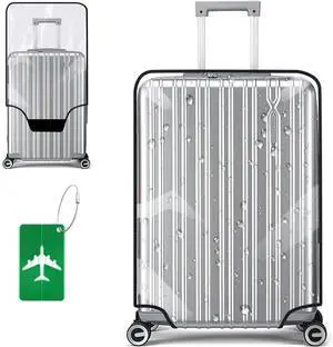 Clear PVC Suitcase Cover Protectors, 30 Inch Suitcase Protective Cover, Luggage Covers Reusable - Waterproof Dustproof and Anti-Scratch with Luggage Tag Clear PVC Suitcase Cover Protectors, 30 Inch Suitcase Protective Cover, Luggage Covers Reusable - Waterproof Dustproof and Anti-Scratch with Luggage Tag