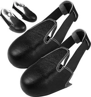 Steel Toe Covers for Shoes Boots, Leather Safety Toe Caps Work Guard Adjustable Anti-Smash Overshoes Protector Universal Fit Men Women Industrial Slip Resistant Alternative to Inserts, Black 1 Pair Steel Toe Covers for Shoes Boots, Leather Safety Toe Caps Work Guard Adjustable Anti-Smash Overshoes Protector Universal Fit Men Women Industrial Slip Resistant Alternative to Inserts, Black 1 Pair