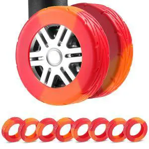 8Pcs Upgrade Luggage Wheel Covers,Travel Accessories (Bright Red/Orange) 8Pcs Upgrade Luggage Wheel Covers,Travel Accessories (Bright Red/Orange)