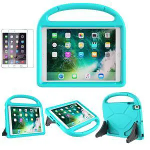 Kids Case for iPad 5th/6th Generation (9.7-inch, 2017/2018), iPad Air 2 Case with Screen Protector, iPad Pro 9.7 Durable Shockproof Protective Cover with Handle Stand for Kids, Cyan Kids Case for iPad 5th/6th Generation (9.7-inch, 2017/2018), iPad Air 2 Case with Screen Protector, iPad Pro 9.7 Durable Shockproof Protective Cover with Handle Stand for Kids, Cyan