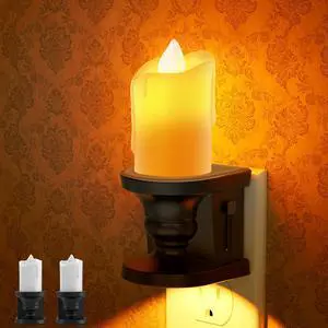 Flameless Candle Night Light, Amber Night Lights Plug into Wall Flameless Candle Night Light, Amber Night Lights Plug into Wall