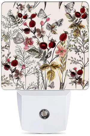 Vintage Flower Night Light, Butterfly Plug into Wall with Dusk to Dawn Light Sensors, Warm Nightlights for Bedroom, Bathroom, Hallway, Kitchen, Gifts Ideal for Girls Women Vintage Flower Night Light, Butterfly Plug into Wall with Dusk to Dawn Light Sensors, Warm Nightlights for Bedroom, Bathroom, Hallway, Kitchen, Gifts Ideal for Girls Women
