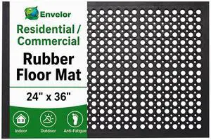 Anti Fatigue Mats for Kitchen Floor, Rubber Bar Mat, Non Slip Commercial Floor Mat with Drainage Holes, Indoor Outdoor Rubber Mat for Restaurant, Garage, Entryway, Entry Mat 24 x 36 in Anti Fatigue Mats for Kitchen Floor, Rubber Bar Mat, Non Slip Commercial Floor Mat with Drainage Holes, Indoor Outdoor Rubber Mat for Restaurant, Garage, Entryway, Entry Mat 24 x 36 in