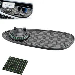 Mobile Phone Bracket Anti-Slip Mat,Universal Fit Anti-Slip Mat,Multifunction Car Dashboard Mat with Temporary Parking Number,360° Rotating Adjustable Phone Holder (Black-Gray) Mobile Phone Bracket Anti-Slip Mat,Universal Fit Anti-Slip Mat,Multifunction Car Dashboard Mat with Temporary Parking Number,360° Rotating Adjustable Phone Holder (Black-Gray)