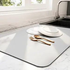 - Dish Drying Mat for Kitchen Counter | Coffee Bar Mat for Countertops | Heat Resistant Drainer Mat with Non-slip Rubber Backed | Hide Stain Kitchen Absorbent Draining Mat | Light Grey 16"x18" - Dish Drying Mat for Kitchen Counter | Coffee Bar Mat for Countertops | Heat Resistant Drainer Mat with Non-slip Rubber Backed | Hide Stain Kitchen Absorbent Draining Mat | Light Grey 16"x18"