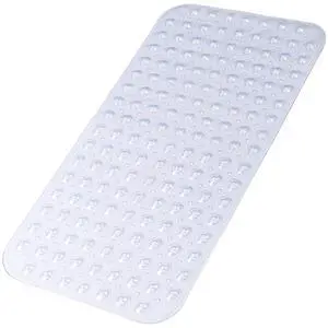 Bathtub and Shower Mats, 28 x 15 Inch Non-Slip Bath Mat, Machine Washable Bath Tub Mat with Suction Cups & Drain Holes for Bathroom, Beige Bathtub and Shower Mats, 28 x 15 Inch Non-Slip Bath Mat, Machine Washable Bath Tub Mat with Suction Cups & Drain Holes for Bathroom, Beige