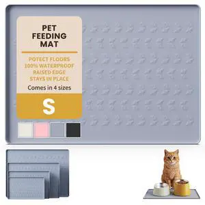 Waterproof Silicone Pet Feeding Mat, Dog Cat Food Water Bowl, Raised Edge Waterproof Silicone Pet Feeding Mat, Dog Cat Food Water Bowl, Raised Edge