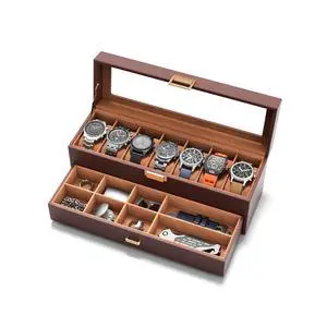 Watch Cases Box for Men 7 Slots Display Case with Jewelry Bottom Watch Cases Box for Men 7 Slots Display Case with Jewelry Bottom
