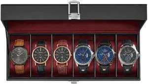Watch Box, 6-Slot Watch Case with Large Glass Lid Watch Box, 6-Slot Watch Case with Large Glass Lid