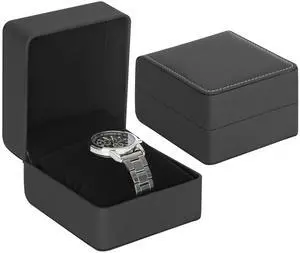 Single Watch Case, Travel Watch Gift Box with Removable Pillow, Luxury PU Leather Wristwatch Display Organizer Holder Boxes for Mem and Women (Black) Single Watch Case, Travel Watch Gift Box with Removable Pillow, Luxury PU Leather Wristwatch Display Organizer Holder Boxes for Mem and Women (Black)