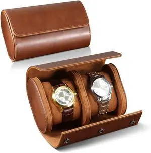 Watch Roll Travel Case for Men and Women- 2 Watch Storage and Organizer Watch Roll Travel Case for Men and Women- 2 Watch Storage and Organizer
