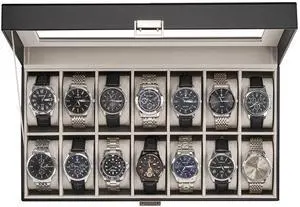 Watch Case for Men, 14 Slot Mens Watch Box Holder Organizer with Glass Lid, Watch Display Case, Fathers Day Gift for Dad Husband, Birthday Valentine Gifts for Men Women -14 Slot, Black Watch Case for Men, 14 Slot Mens Watch Box Holder Organizer with Glass Lid, Watch Display Case, Fathers Day Gift for Dad Husband, Birthday Valentine Gifts for Men Women -14 Slot, Black