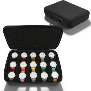 15 Slots Watch Case Premium Watch Cases for Men with Pillows Hard Travel Storage Box Fits Watches Up to 60mm 15 Slots Watch Case Premium Watch Cases for Men with Pillows Hard Travel Storage Box Fits Watches Up to 60mm