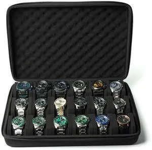 18 slots Watch Case, Hard Watch travel Case Storage box Organizer for Men and Women, with anti-move soft watch pillow 18 slots Watch Case, Hard Watch travel Case Storage box Organizer for Men and Women, with anti-move soft watch pillow