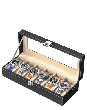 Watch Display Case For Men,Leather Watch Organizer Box,Watch Travel Organizer Tray,Watch Collection Storge Holder For Women (Black Leather, 6 Slots) Watch Display Case For Men,Leather Watch Organizer Box,Watch Travel Organizer Tray,Watch Collection Storge Holder For Women (Black Leather, 6 Slots)