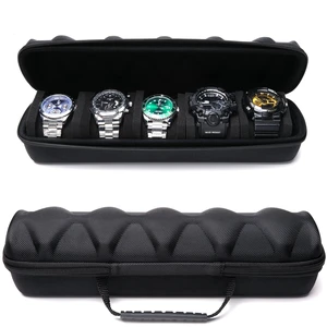 5 slots Watch travel case, hard watch storage organizer box with soft foam insert, watch holder, fit up to 55mm face watch 5 slots Watch travel case, hard watch storage organizer box with soft foam insert, watch holder, fit up to 55mm face watch