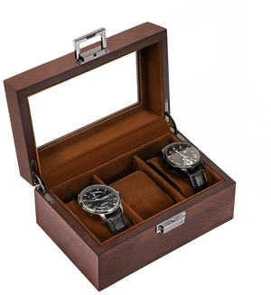Wooden Watch Box, 3 Slot Mens Watch Display Case, Espresso Wooden Watch Box, 3 Slot Mens Watch Display Case, Espresso