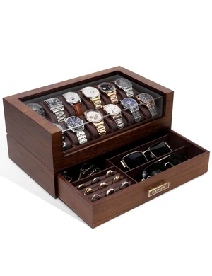 High End Watch Box for Men, 12 Slot Wooden Watch Case With Drawer High End Watch Box for Men, 12 Slot Wooden Watch Case With Drawer