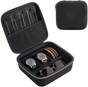 Mens Travel Jewelry Case, Jewelry Box & Organizer for Men -Black Mens Travel Jewelry Case, Jewelry Box & Organizer for Men -Black