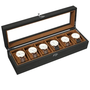 Watch Box Organizer 6 Slot, Watch Case with Glass Lid Watch Box Organizer 6 Slot, Watch Case with Glass Lid