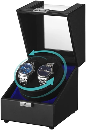 Automatic Double Watch Winder Box with Quiet Motor, for Automatic Watches, with LED Light, Adjustable Pillow, Lock, 4 Winding Settings, Includes a USB-C Charging Cable, Black UJWB031B01 Automatic Double Watch Winder Box with Quiet Motor, for Automatic Watches, with LED Light, Adjustable Pillow, Lock, 4 Winding Settings, Includes a USB-C Charging Cable, Black UJWB031B01