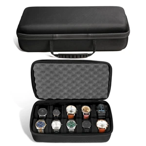 Travel Watch Case 10 Slots, Watch Storage Box for Men, Portable Hard EVA Watches Organizer with Soft Foam Inserts, Fits up to 55mm Face, 11.8 x 7.08 x 3.15 Inch, Black Travel Watch Case 10 Slots, Watch Storage Box for Men, Portable Hard EVA Watches Organizer with Soft Foam Inserts, Fits up to 55mm Face, 11.8 x 7.08 x 3.15 Inch, Black