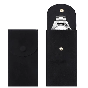 2 Pcs Velvet Watch Pouch Portable Flannelette Watch Storage Bag Single Travel Pouch for Men and Women Storage Bag Luxury Gift Bags with Snap Button for Jewelry Organizer (Black) 2 Pcs Velvet Watch Pouch Portable Flannelette Watch Storage Bag Single Travel Pouch for Men and Women Storage Bag Luxury Gift Bags with Snap Button for Jewelry Organizer (Black)