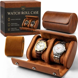 Watch Travel Case for Men: Watch Roll Box 2-Slot with Removable Pillows Watch Travel Case for Men: Watch Roll Box 2-Slot with Removable Pillows